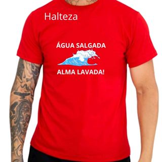 Camiseta Unissex Água Salgada Alma Lavada Blusa Fio 30.1 Camisa de Algodão