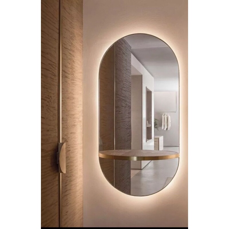 Espelho Orgânico Com Led Atrás Decoração Moderna De Parede