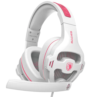 Fone de ouvido Headset Gamer Sades Ppower Multiplataforma Angel Edition Branco Rosa