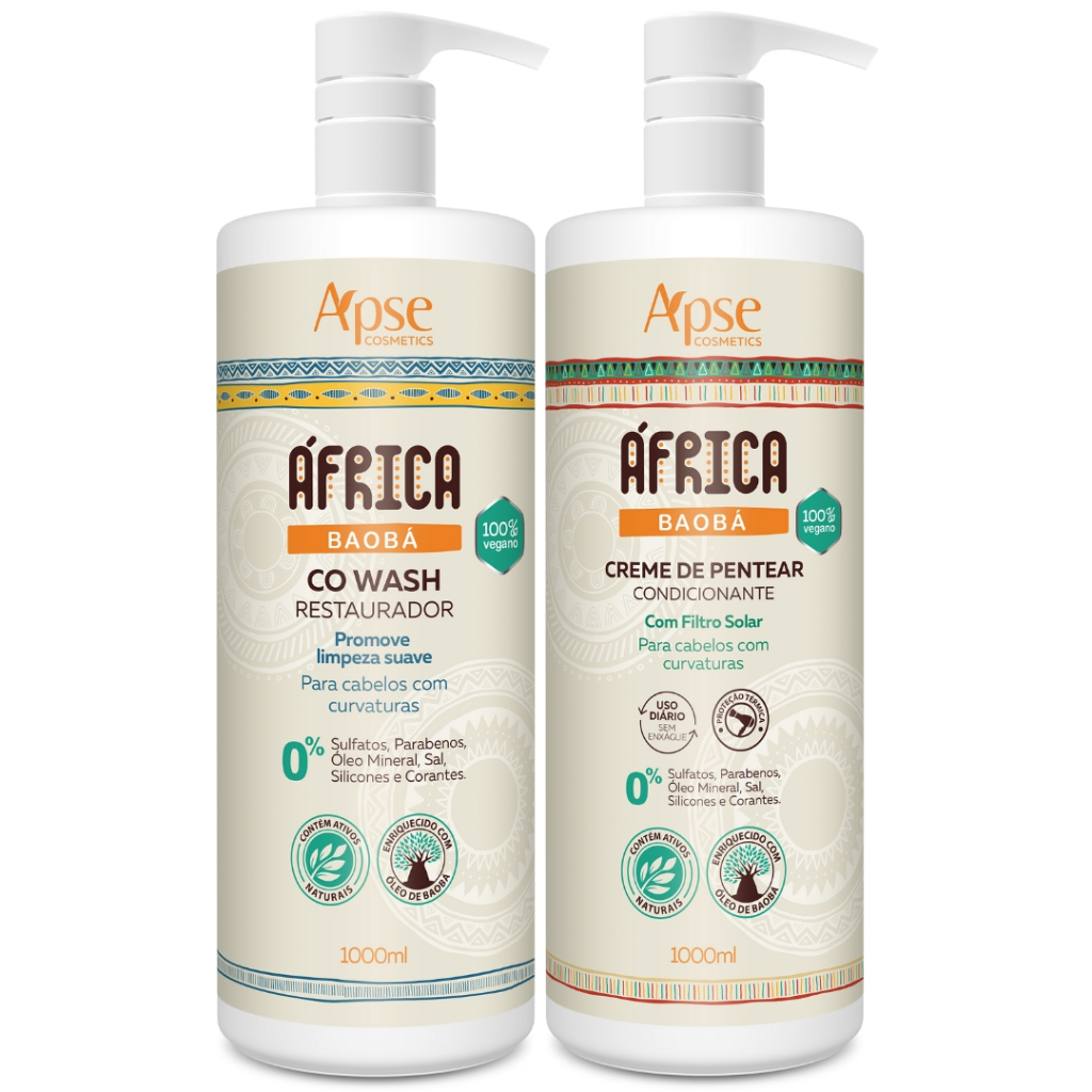 Kit Apice Creme de Pentear 1L e Co Wash 1L Africa Baobá Define os ...
