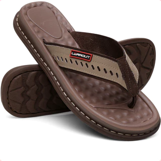 Chinelo Masculino Em Couro Legítimo sandália Ortopédica Antistress
