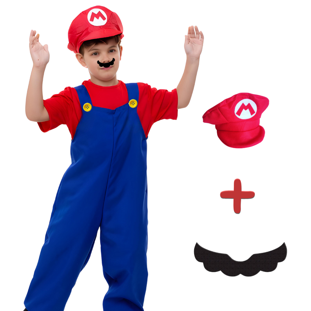 Fantasia Menino Mario Roupa Encanador Carnaval Festa Aniversário ...