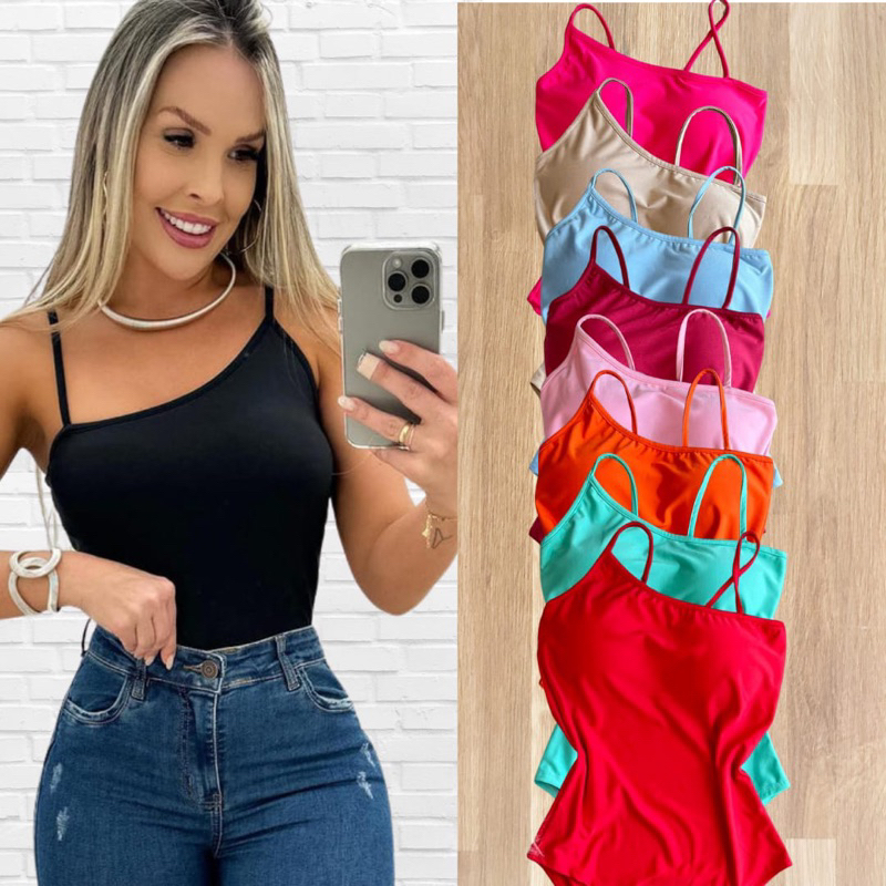 Body feminino alça diferente alcinha body basico