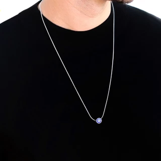 Colar Masculino Olho Grego Prata/ Corrente aço inoxidável/ Colar proteção