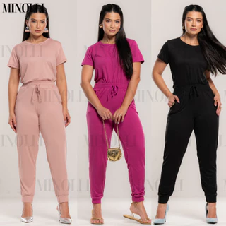Conjunto Feminino em Malha Suede Light Suave Calça Jogguer Blusa Feminina Confortável Fardamento Roupa Moletom Alfaiataria Linho Cargo