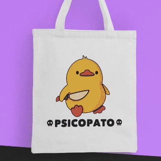 Sacola Ecobag Pato Psicopato Algodão Cru