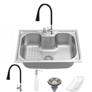 Cuba Pia Cozinha Gourmet Aço Inox Luxo Com Acessórios Embutir Torneira