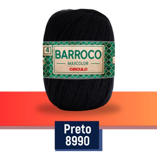 Linha Barbante Para Artesanato 100% Algodão Cor Preto Fio 4/4 com 338m Barroco MaxColor Tricô e Crochê Círculo