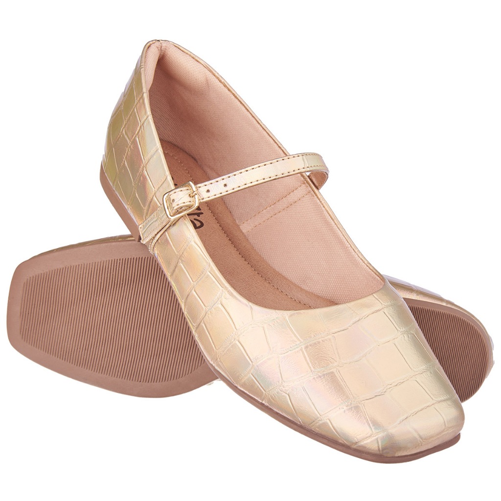 Sapato Feminino Sapatilha Mary Jane Boneca Bico Quadrado