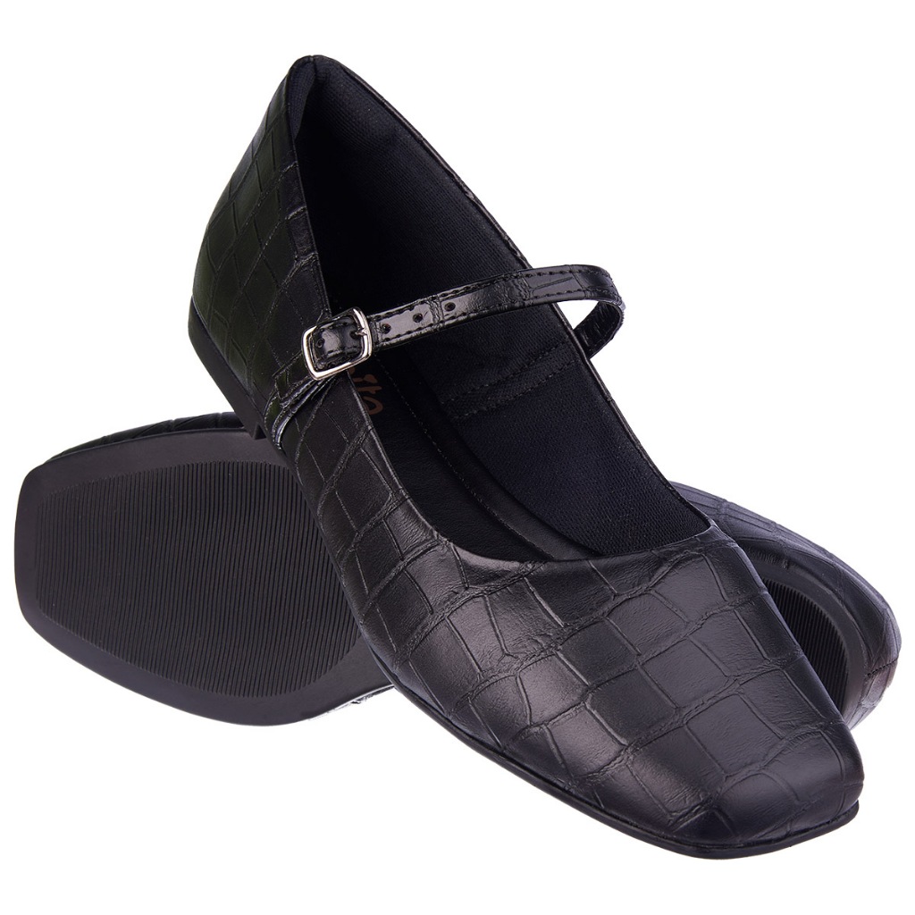 Sapatilha Boneca Sapato Feminino Bico Quadrado Sapatilha Boneca