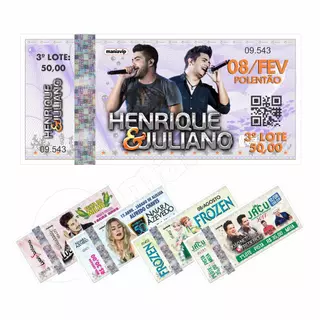 Kit 50 Ingresso Papel Moeda PERSONALIZADO Tam 10x5cm com canhoto.
