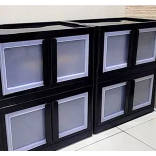 Organizador Modulável Dobrável C/ Porta Dupla 75 Litros PRETO /BRANCO Grande Armário Plástico Modulável TOY 25816/25817