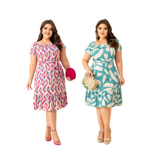 Kit 2 Vestido Midi Moda Evangélica Godê Longo Festa Etiene