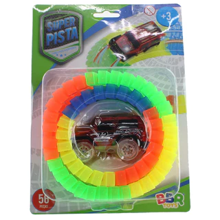Brinquedo Super Pista de Carrinho Fluorescente com 56 Peças - Bbr Toys