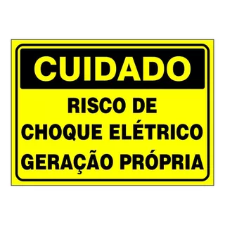 Kit 20 Placas Risco de Choque - Geração Própria Energia Solar - 18cm x 25cm