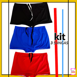 Sunga Boxer Masculina Praia Piscina Slip kit com 3