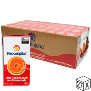 Caixa 27 unidades Leite Condensado Semidesnatado Piracanjuba 395g - Kit com 27x395g