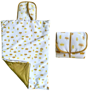 Trocador Portátil Impermeável para bebê Coroa Caqui Dourada acolchoado 80 x 45 cm alta qualidade envio rápido