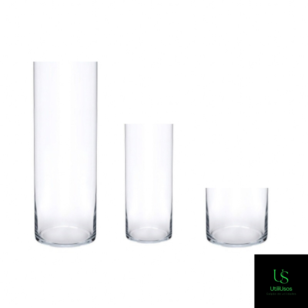 Vaso de vidro cilíndrico decorativo Tubo transparente (PROMOÇÃO LOJA NOVA)