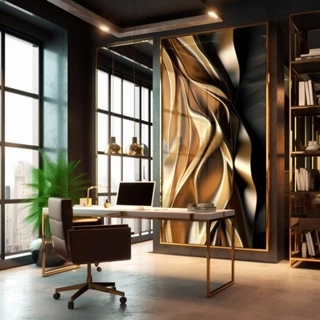 Quadro Decorativo Abstrato Luxo Dourado 110x80cm