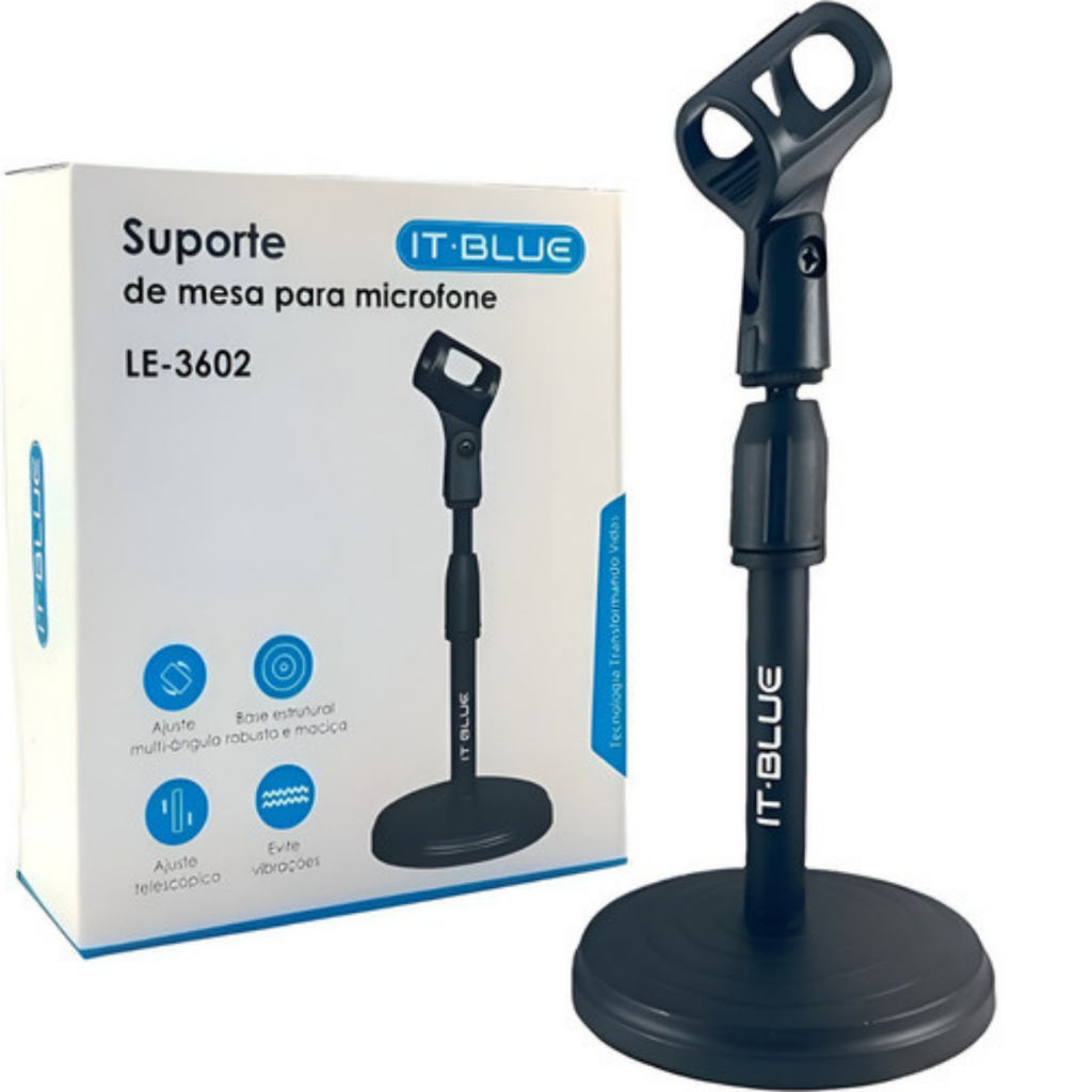 Suporte Microfone Mesa Pedestal Articulado Microfones Studio Youtuber Portátil Podcast Home Office