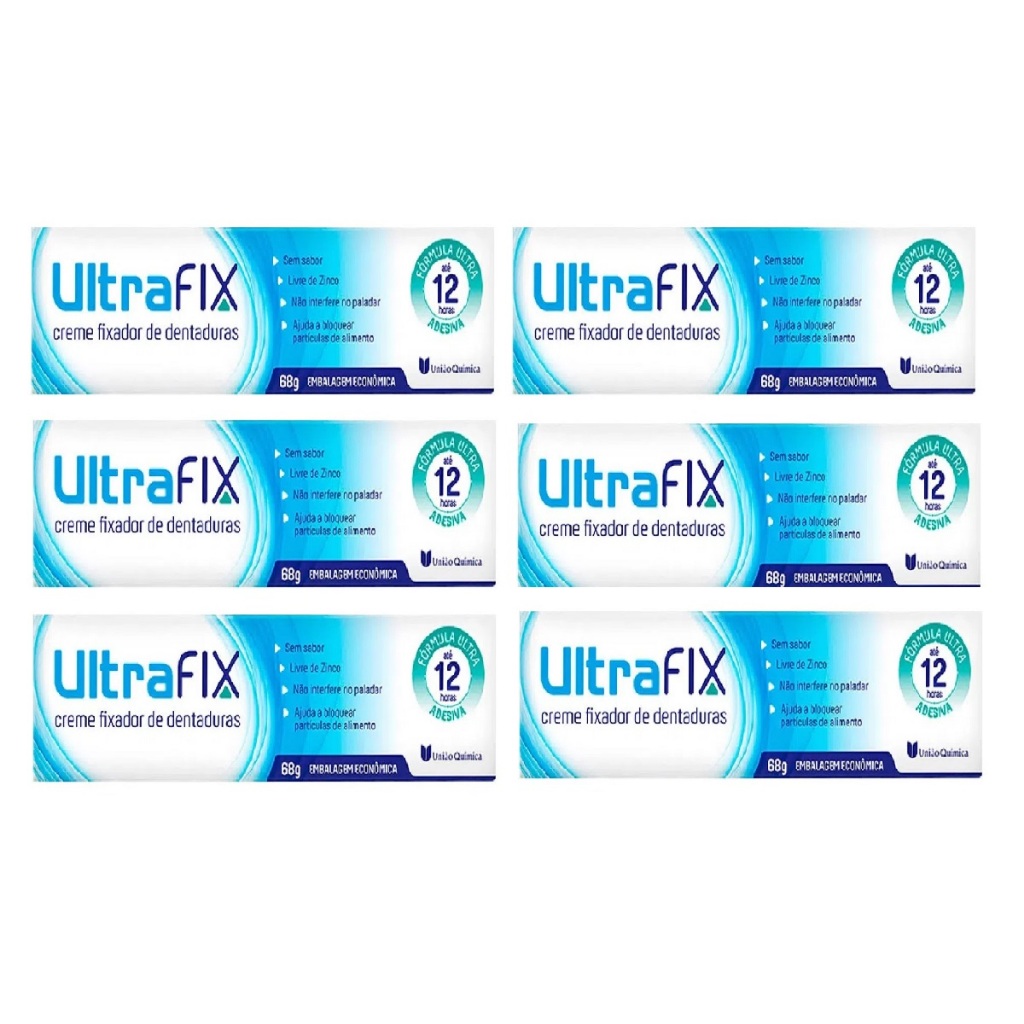 Kit 6 Ultrafix Creme Sem Sabor 68 Gr Fixador De Dentaduras | Shopee Brasil