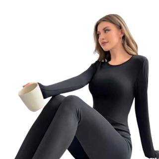 Baby look camiseta térmica gola alta gola U preta plus size