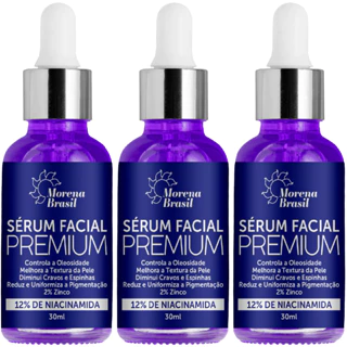 Kit 3X Sérum 12% Niacinamida + 2 % Zinco - Diminui cravos e espinhas