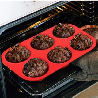Forma De Silicone 6 Cavidades 26x18x3.5cm Para Cupcake E Mini Bolo Para Forno E Microondas Antiaderente Facil de Limpa Multicolorida Utensilio De Cozinha