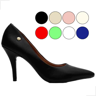 Sapato Scarpin Vizzano Feminino Salto Alto Bico Fino Confortável Fosco Verniz Camurça Nobuck Metalizado Leve Original