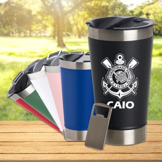 Copo Stanley Térmico personalizado com seu NOME . Com seu nome e time do coração personalizado . com tampa e abridor 500ml.
