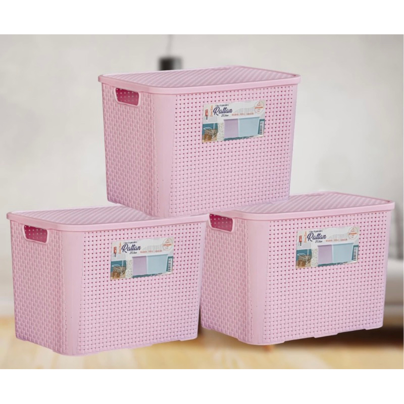 Caixa Organizadora 25 Litros Rosa