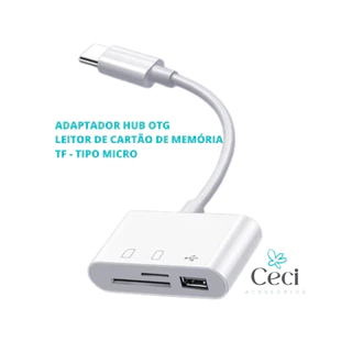 adaptador hub otg usb cartão de memoria e usb modelo v8 e tipo c