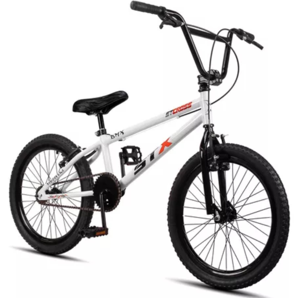 Bicicleta Bmx Stx Aro 20 V-brake Infantil Branco/Laranja