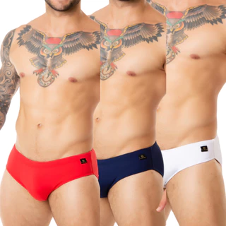 Kit 3 Sungas Fashion Power Slim Marinho Vermelho Branco