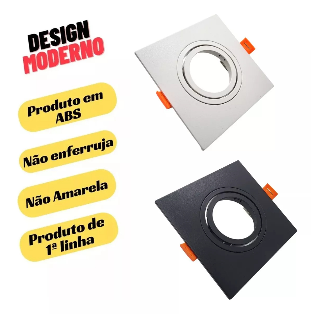 Spot De Embutir Dicroica Quadrado Mr16 Face Plana Branco Ou Preto 110v/220v