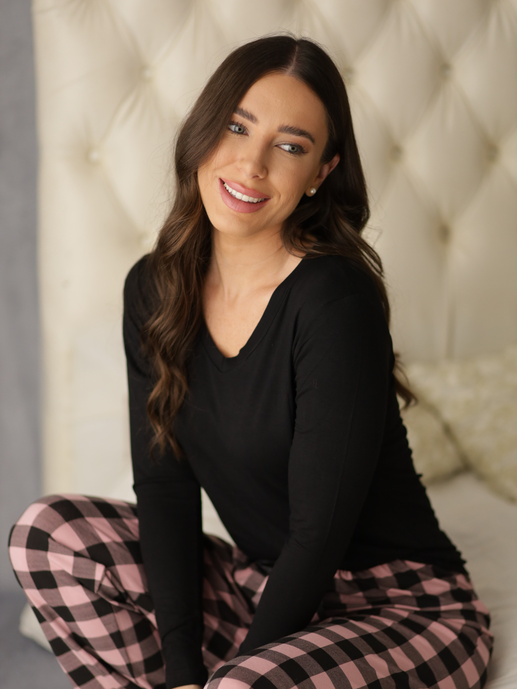 Pijama Xadrez Longo Fechado Feminino Manga Comprida Shopee Brasil