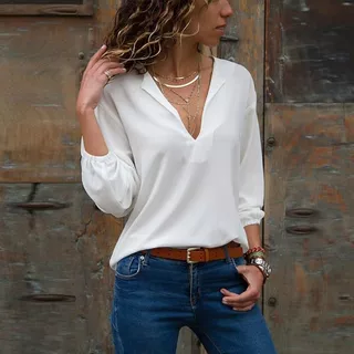 Blusa Feminina Manga 3/4 Duna Alfaiataria Social Básica Crepe Elegante Várias Cores