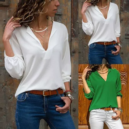 Blusa Feminina Manga 3/4 Duna Alfaiataria Social Básica Crepe Elegante