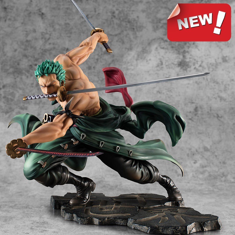 Action Figure Roronoa Zoro Estátua Com 3 Espadas One Piece Art - ENVIO IMEDIATO