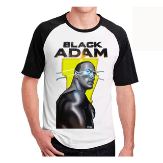 Camiseta Raglan Black Adam Adão Negro Anti Herói Egípcio Vilão Adulto Infantil