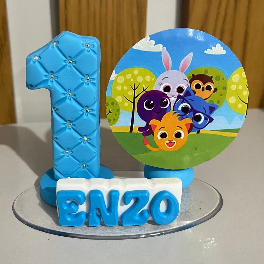 Vela de Biscuit tamanho Grande com imagem e com nome para Aniversário