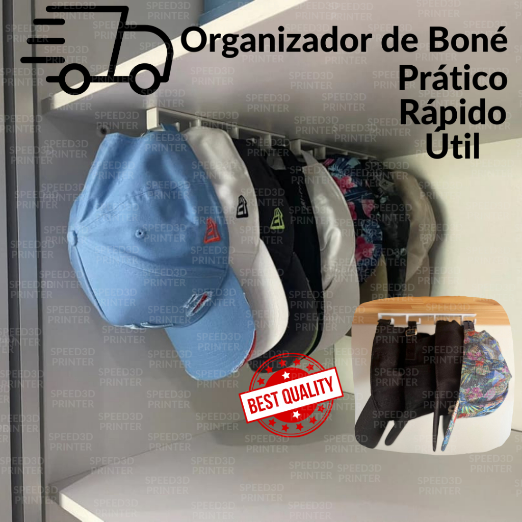 Suporte / Organizador Para Bonés - 3D - Envio 24 horas - Cabide - Casa - Decoração - Guarda Roupa