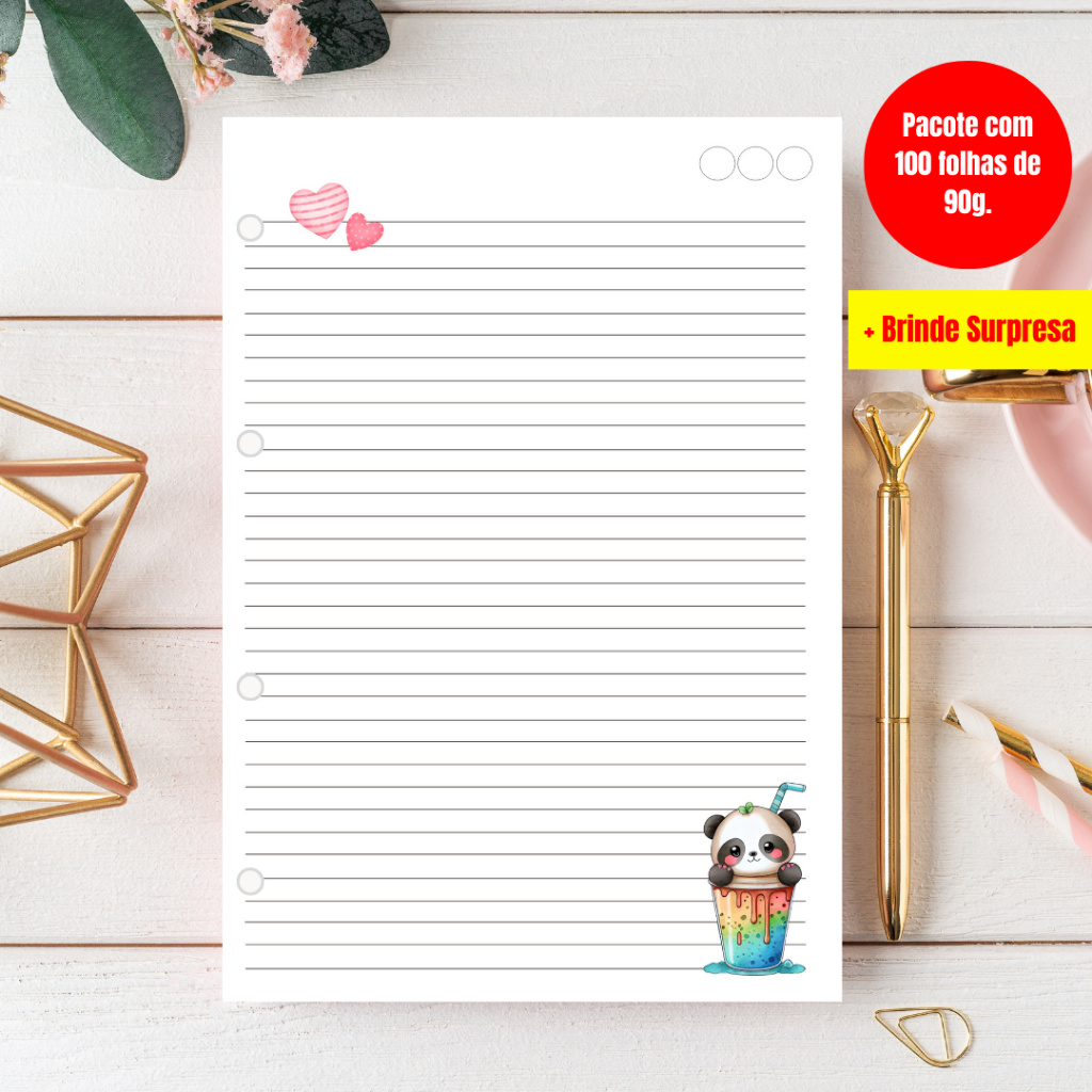 Refil para Fichário e Caderno de Argola 90g 100 Folhas | Material Escolar | Lançamento