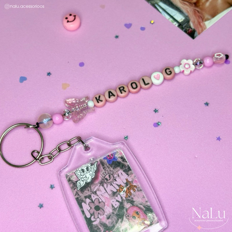 Chaveiro Karol G Bichota com foto frente e verso 3x4