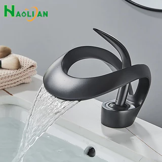 Luxo Torneira Banheiro Preto Lavabo Torneira Banheiro Bancada Monocomando Água Quente E Fria