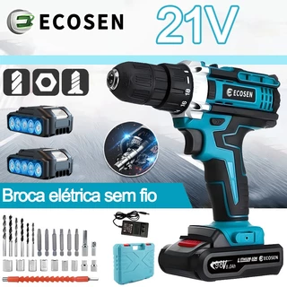 Parafusadeira 2 Baterias 21v Furadeira Maleta 28pcs Cor Preto/azul 110v/220v