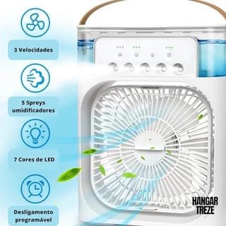Refrigerador De Ar Ventilador Umidificador Portátil Com Led Reservatório De Água Led Usb