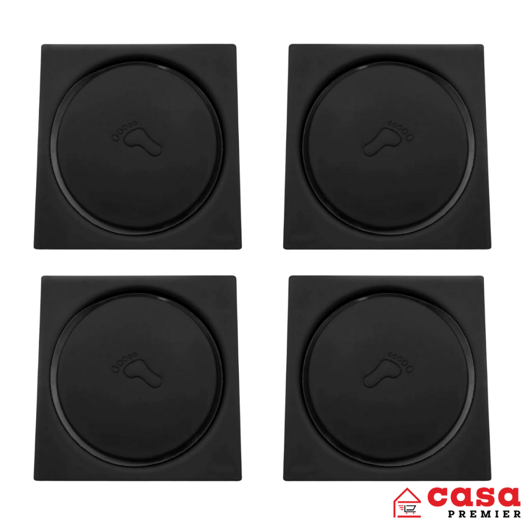 Kit 4 Unidades Ralo Click Preto 10x10 Inteligente Veda Cheiro Lavabo Banheiro Anti Odor Aço Inox