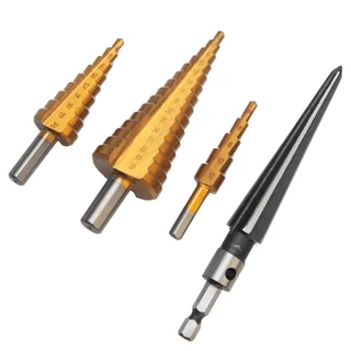Kit 4 Brocas Escalonadas HSS Titânio + Alargador Cônico 5-16mm para Metal Alumínio Madeira PVC